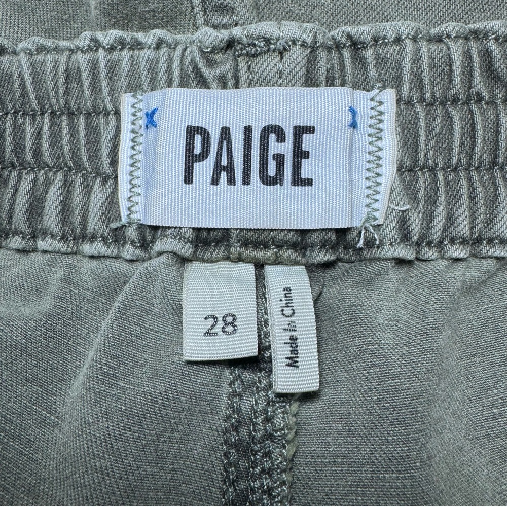 PAIGE Christy Shorts Women’s Size 28 Olive Green Elastic Back Drawstring Cuffed - Picture 6 of 12
